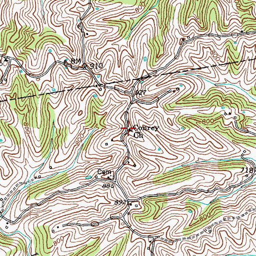 Topographic Map of Conrey Church, KY