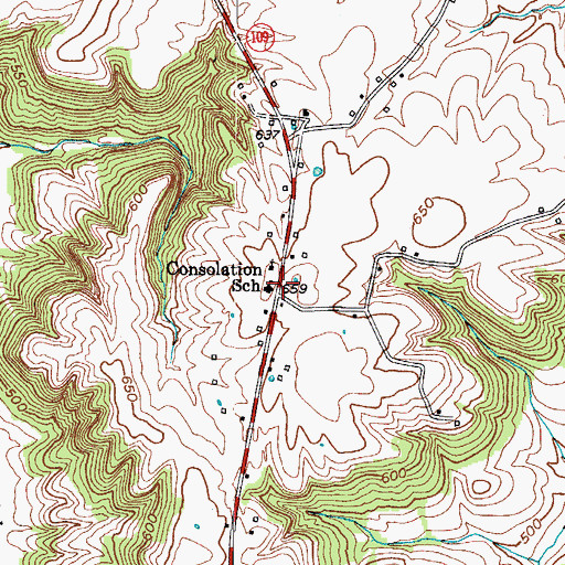 Topographic Map of Consolation School, KY