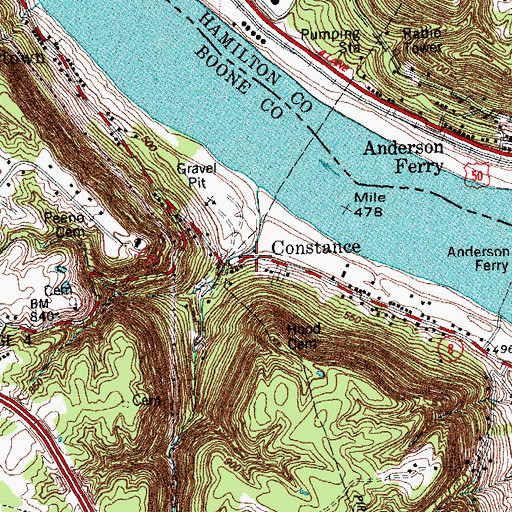 Topographic Map of Constance, KY