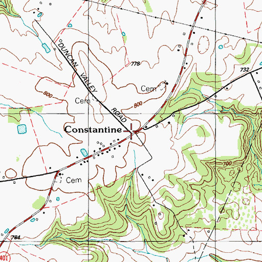 Topographic Map of Constantine, KY