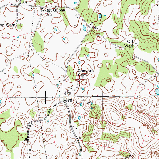 Topographic Map of Conyers Cemetery, KY