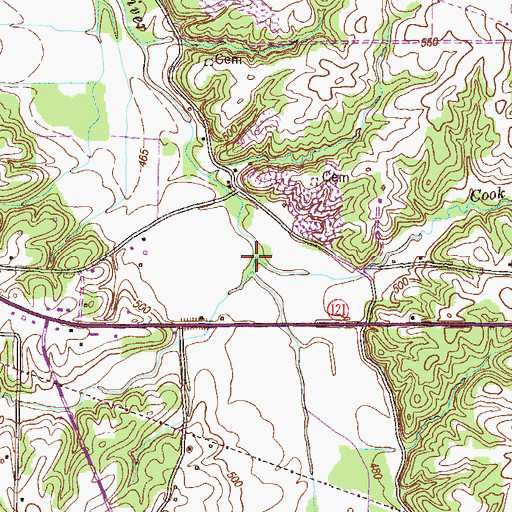Topographic Map of Cook Branch, KY