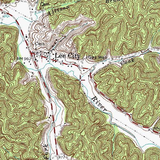 Topographic Map of Cook Branch, KY