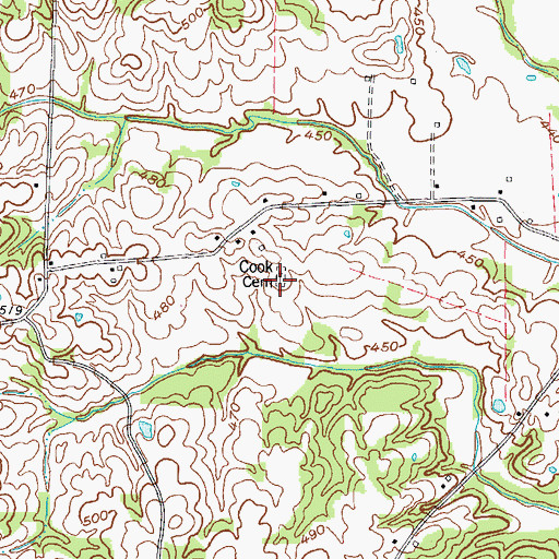 Topographic Map of Cook Cemetery, KY