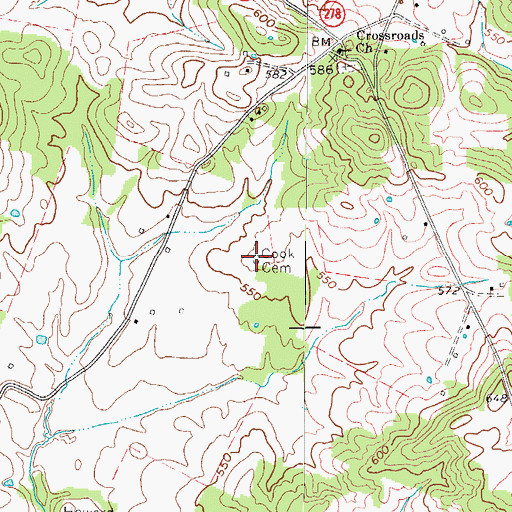 Topographic Map of Cook Cemetery, KY