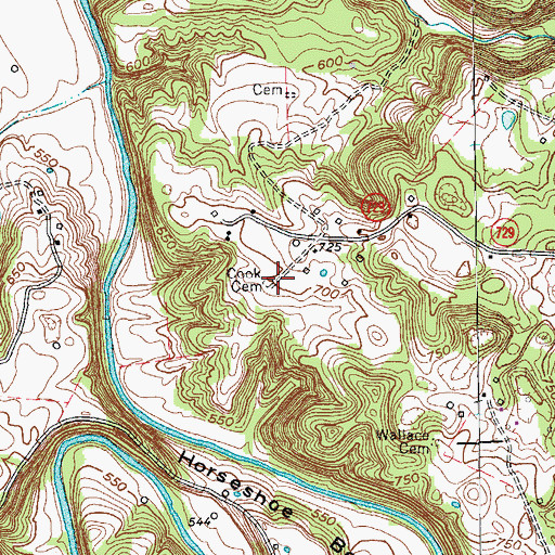 Topographic Map of Cook Cemetery, KY
