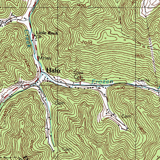 Topographic Map of Cook Cemetery, KY