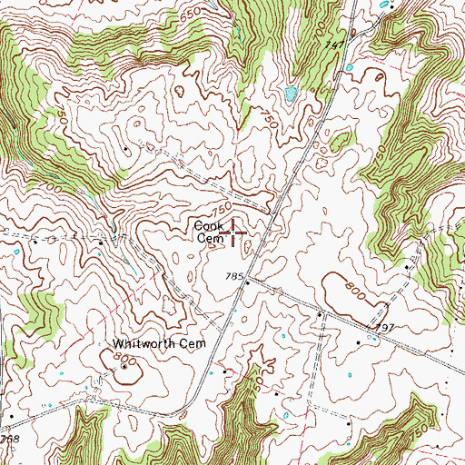 Topographic Map of Cook Cemetery, KY