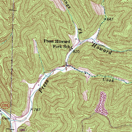Topographic Map of Cook Fork, KY