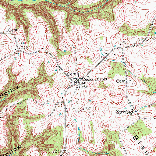 Topographic Map of Cooks Chapel, KY
