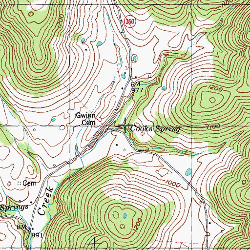 Topographic Map of Cooks Spring, KY
