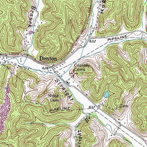 Topographic Map of Cooksey Cemetery, KY