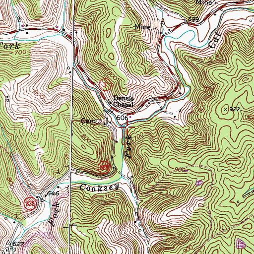 Topographic Map of Cooksey Fork, KY