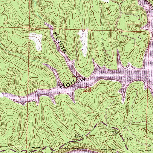 Topographic Map of Falls Hollow, AR