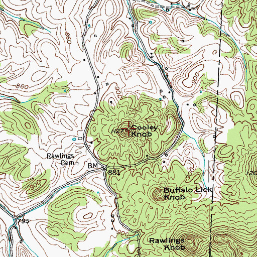 Topographic Map of Cooley Knob, KY