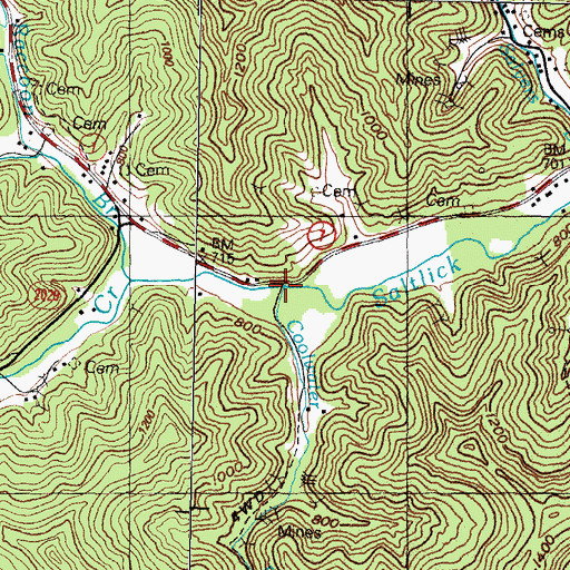 Topographic Map of Coolwater Branch, KY