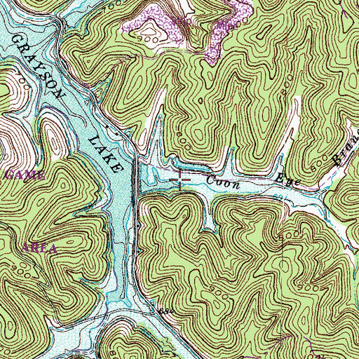 Topographic Map of Coon Eye Branch, KY