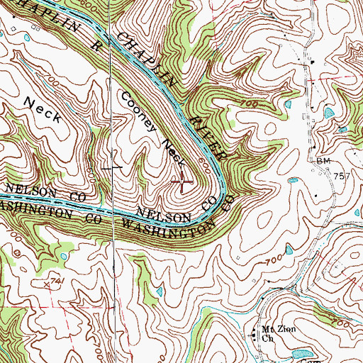 Topographic Map of Cooney Neck, KY