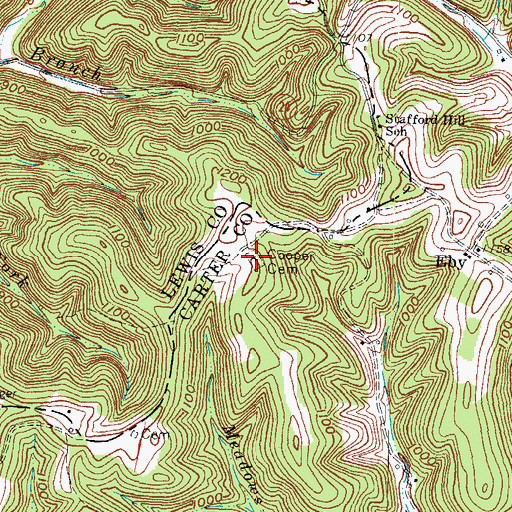 Topographic Map of Cooper Cemetery, KY