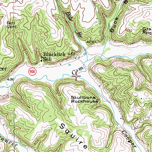 Topographic Map of Cooper Creek, KY