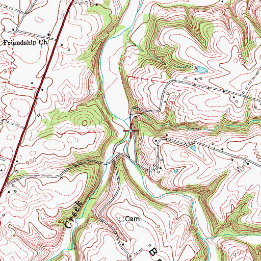 Topographic Map of Cooper Creek, KY