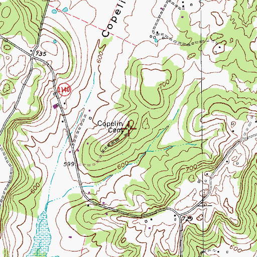 Topographic Map of Copelin Cemetery, KY