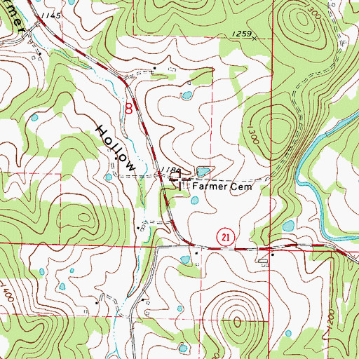 Topographic Map of Farmer Cemetery, AR