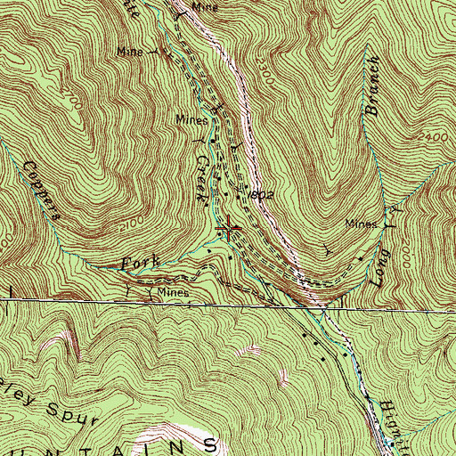 Topographic Map of Coppers Fork, KY