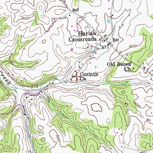 Topographic Map of Corinth Church, KY