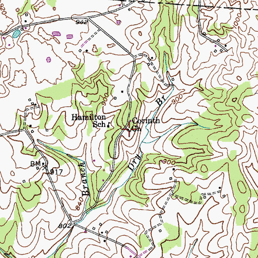 Topographic Map of Corinth Church, KY