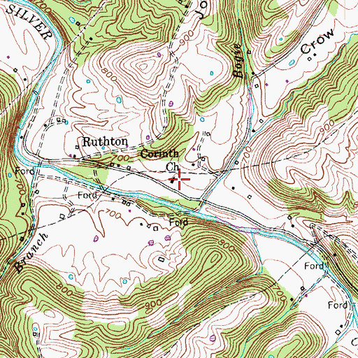Topographic Map of Corinth Church, KY