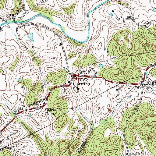 Topographic Map of Corinth Baptist Church, KY