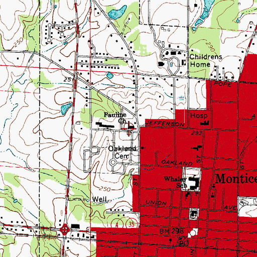 Topographic Map of Fauline Church, AR