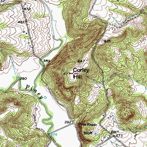 Topographic Map of Corley Hill, KY