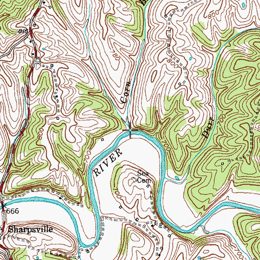Topographic Map of Corn Branch, KY