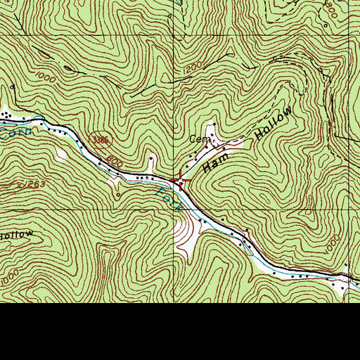 Topographic Map of Corn Fork Hollow, KY
