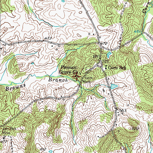Topographic Map of Corn Mine, KY