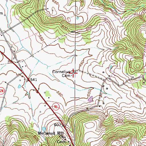 Topographic Map of Cornelius Cemetery, KY