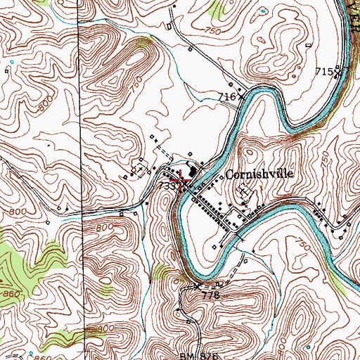 Topographic Map of Cornishville, KY