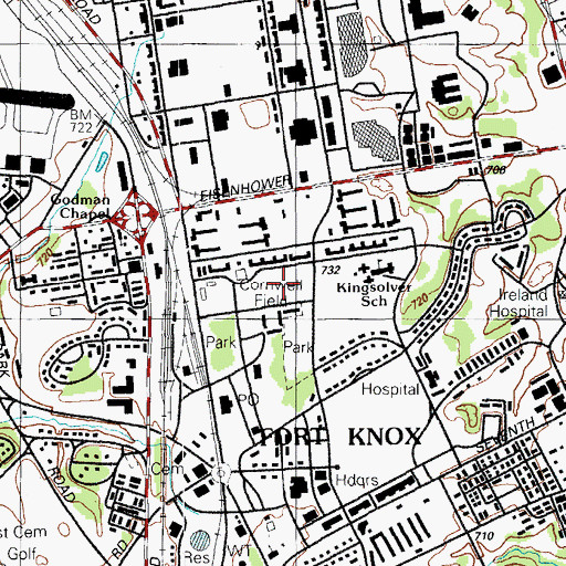 Topographic Map of Cornwell Field, KY