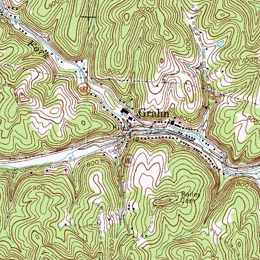 Topographic Map of Cory Branch, KY