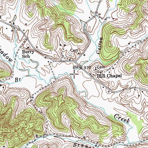 Topographic Map of Cotton Creek, KY