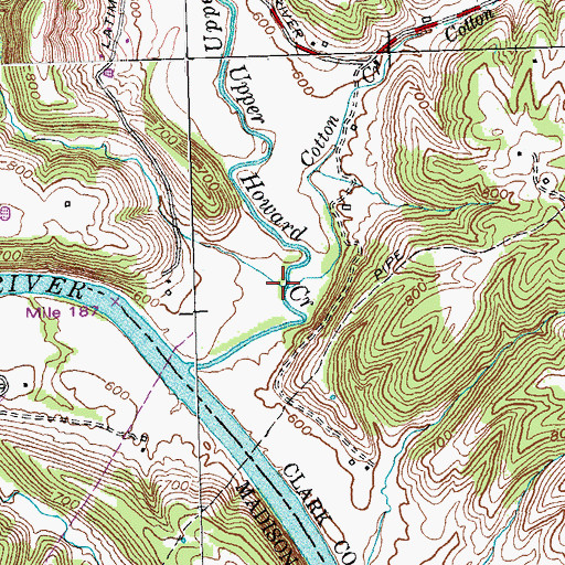 Topographic Map of Cotton Creek, KY