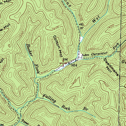 Topographic Map of Cotton Hollow, KY