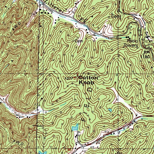 Topographic Map of Cotton Knob, KY