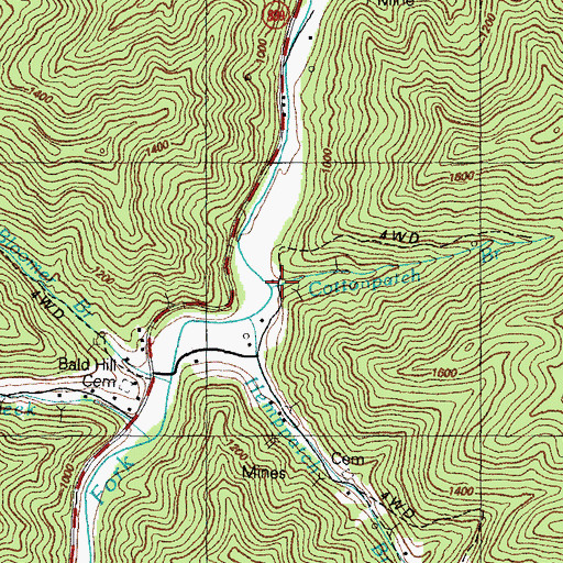 Topographic Map of Cottonpatch Branch, KY