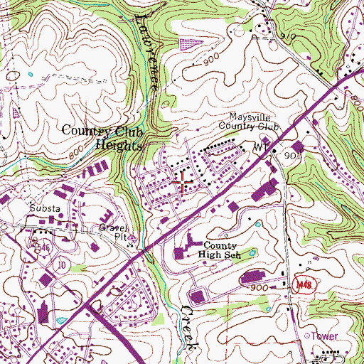 Topographic Map of Country Club Heights, KY
