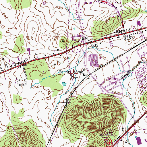 Topographic Map of County Home Cemetery, KY