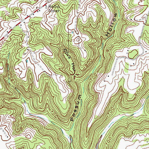 Topographic Map of Cove Hollow, KY