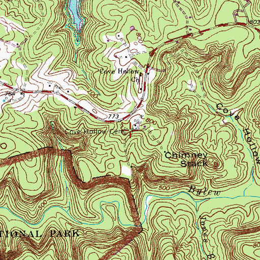 Topographic Map of Cove Hollow Cemetery, KY